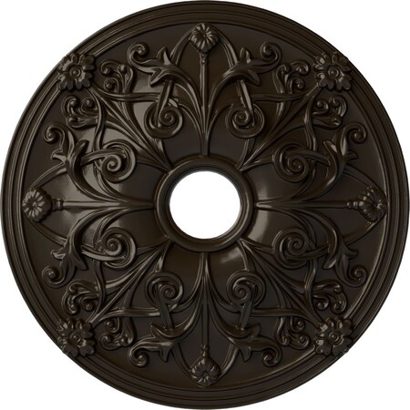 Ekena Millwork Jamie Ceiling Medallion (Fits Canopies up to 3 7/8"), 23 5/8"OD x 3 7/8"ID x 2 1/8"P, Stone Hearth CM23JASHF